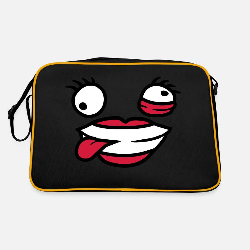 Verrücktes weibliches Comic Gesicht Retro Tasche