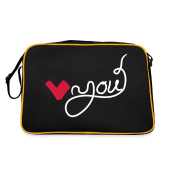 Heart you handwritten - Retro Bag - black/gold - Back