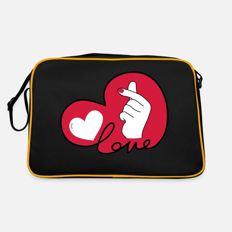 LOVE Finger Herz Tippfehler 3 Retro Tasche