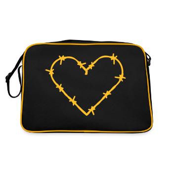 trapped heart love barbed wire thorny - Retro Bag - black/gold - Back