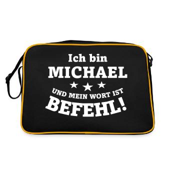 Ich bin Michael und mein Wort ist Befehl - Retro Tasche - Schwarz/Gold - Hinten