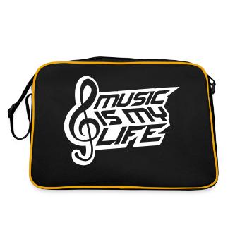La musique est ma vie Musik ist mein Leben liebe spruch - Sac Retro - noir/or - Dos