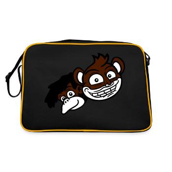 2 Funny Monkey Faces Two Friends Crew Team - Sac Retro - noir/or - Dos