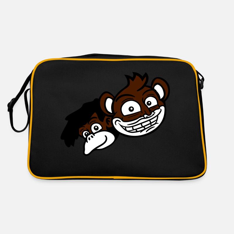 2 Funny Monkey Faces Two Friends Crew Team Retro Bag