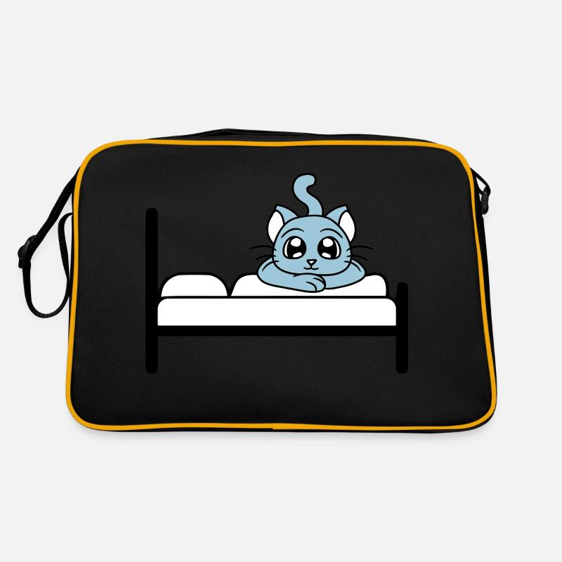 Chat Allongé Détendu Sur Le Lit Se Reposer Dormir Sac Retro