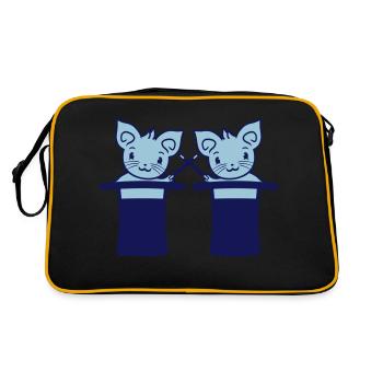 2 Magische Gezauberte Zylinder Hut Zauberer Katzen - Retro Tasche - Schwarz/Gold - Hinten