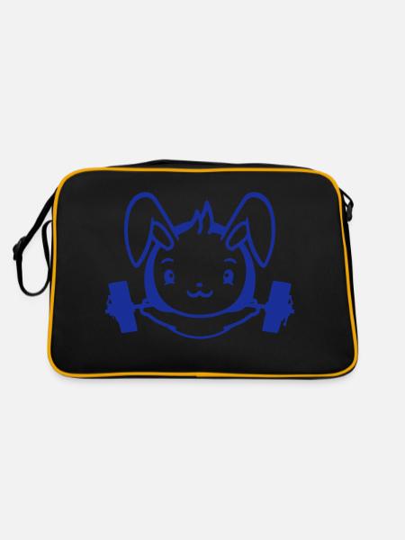 Bunny Bodybuilder Gym Muscles Fort Fitness Poids - Sac Retro - noir/or - Dos