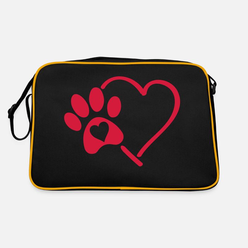 pfote herz - Retro Tasche - Schwarz/Gold
