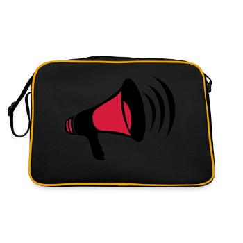 mega, megaphone, megaphone, demonstrate, call, cry - Retro Bag - black/gold - Back