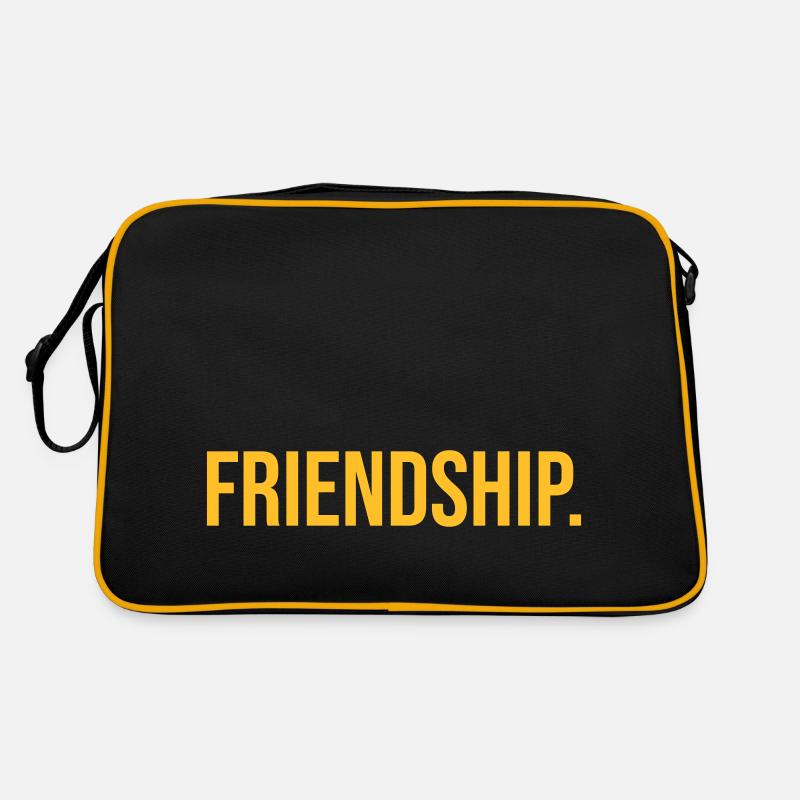Freundschaft Wort Freund Minimalistisch Geschenk - Retro Tasche - Schwarz/Gold