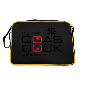 a guade Goas geht zum Bock - Retro Tasche - Schwarz/Gold - Hinten