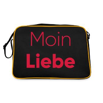 Liebe ist stärker als Hass - Retro Tasche - Schwarz/Gold - Hinten