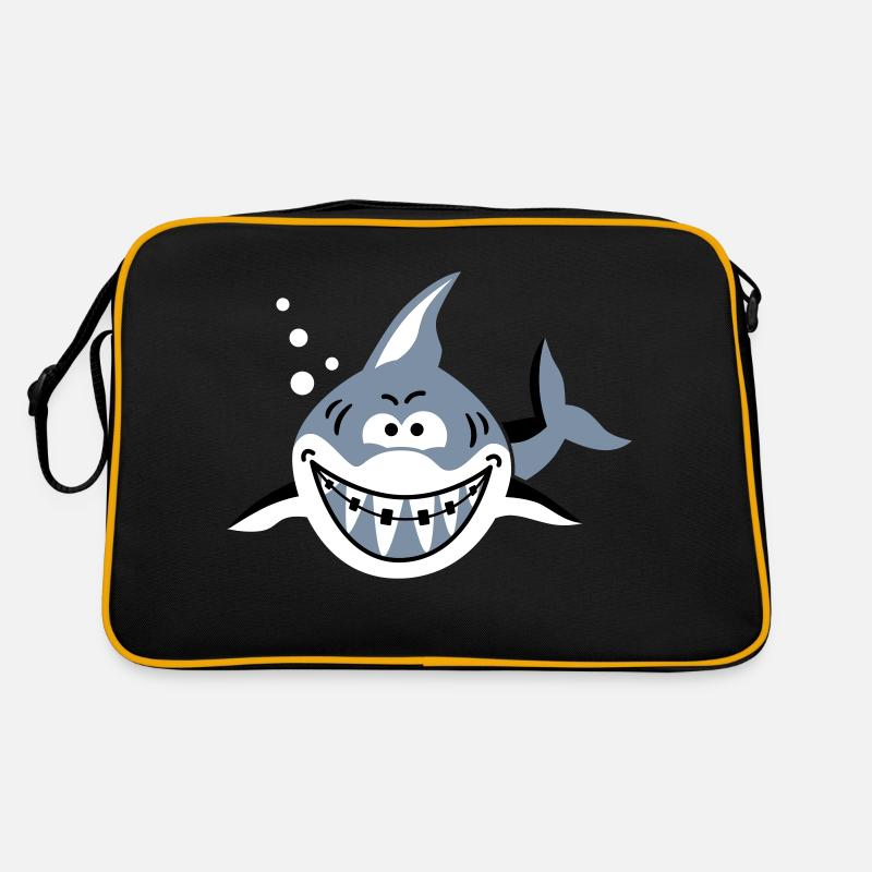 Hai mit Zahnspange - Retro Tasche - Schwarz/Gold