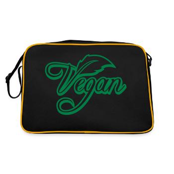Vegan Logo - Retro Tasche - Schwarz/Gold - Hinten