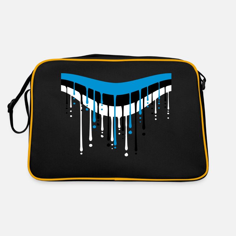 Estonia white black blue drop graffiti brush Retro Bag