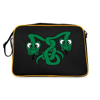 2 drôle de long serpents de dessins animés comique - Sac Retro - noir/or - Dos