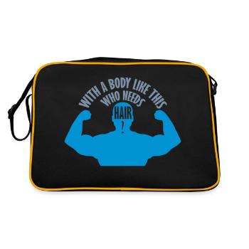 Who Needs Hair Spruch - Retro Tasche - Schwarz/Gold - Hinten