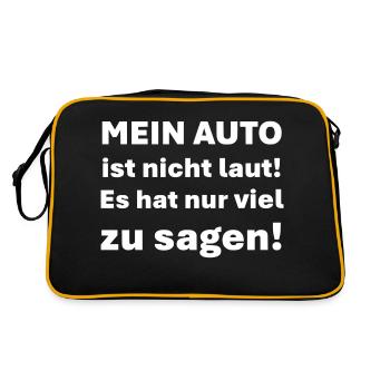 Mein ist nicht laut es hat nur viel zu sagen - Retro Tasche - Schwarz/Gold - Hinten