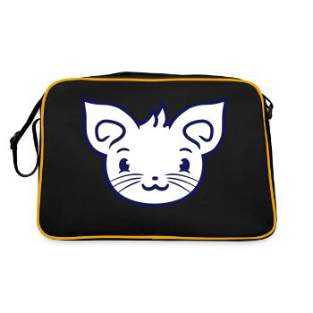 Cute Cat Looks Happy Smiling Kitten Fun - Retro Bag - black/gold - Back