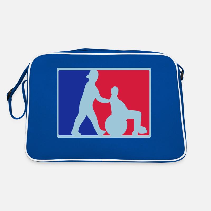 Altenpfleger schiebt Rollstuhl Retro Tasche