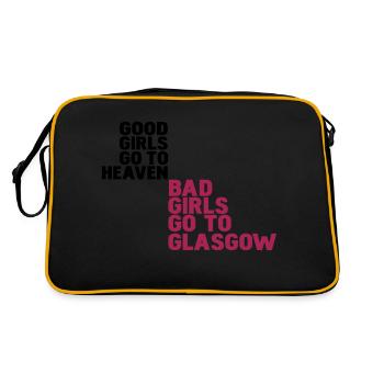 Gute Mädchen kommen in den Himmel, böse Mädchen - Retro Tasche - Schwarz/Gold - Hinten