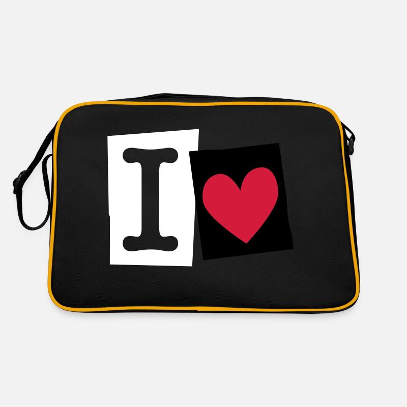 I Love (cutter font) - Sac Retro - noir/or