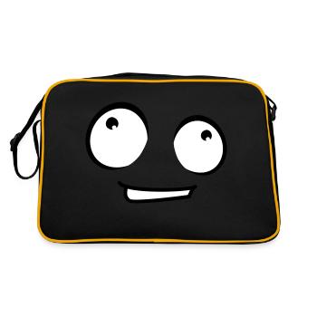 Giggling Comic Cartoon Face Naughty Smile - Sac Retro - noir/or - Dos