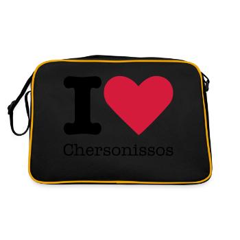 I Love Chersonissos - Retro Tasche - Schwarz/Gold - Hinten