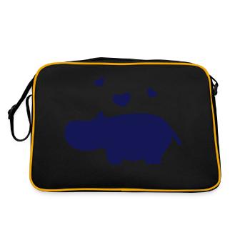 Hippopotame avec le coeur - Sac Retro - noir/or - Dos