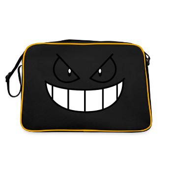 Gengar Gesicht - Retro Tasche - Schwarz/Gold - Hinten