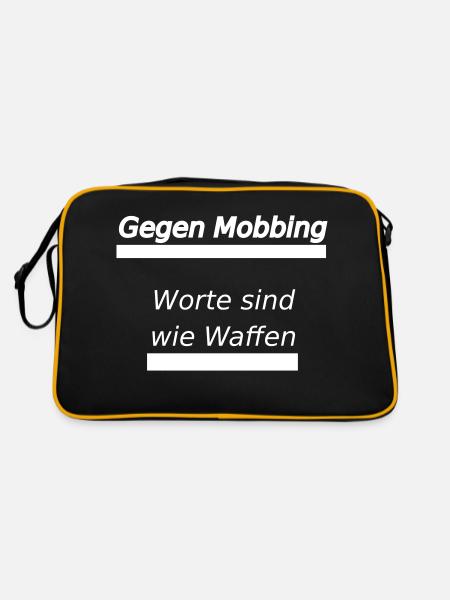 Gegen Mobbing Worte sind wie Waffen - Retro Tasche - Schwarz/Gold - Hinten