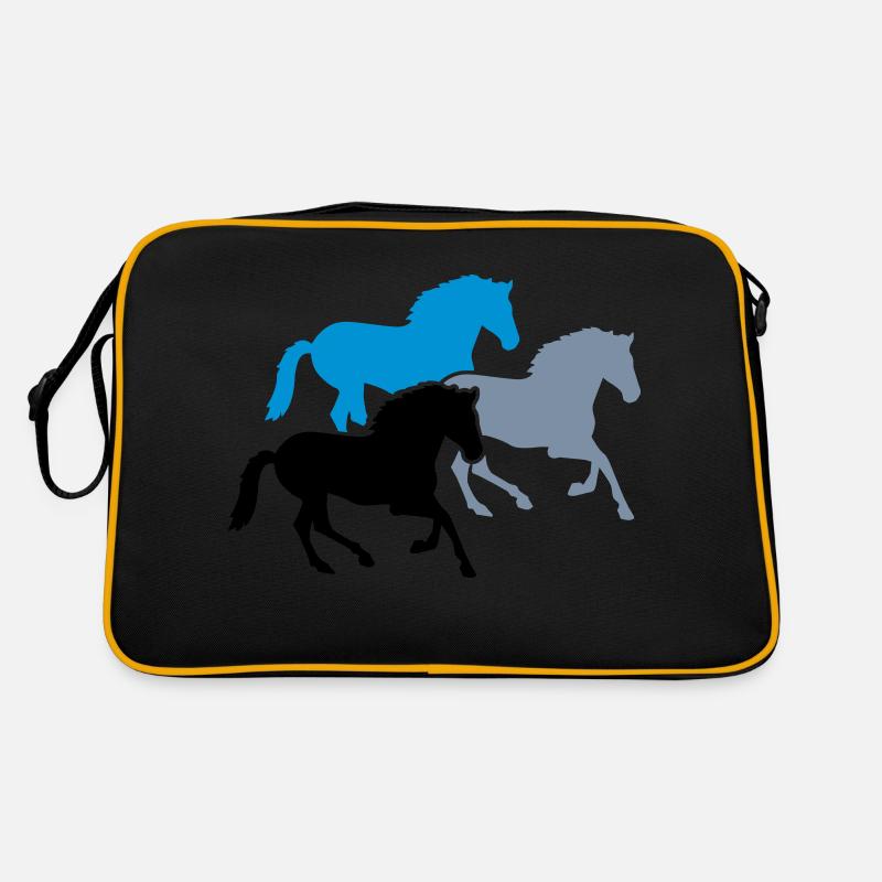 Pferde - Retro Tasche - Schwarz/Gold