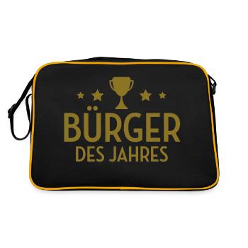 Bürger - Bürgerin - Bürgerrecht - Bürgerliche - Retro Tasche - Schwarz/Gold - Hinten