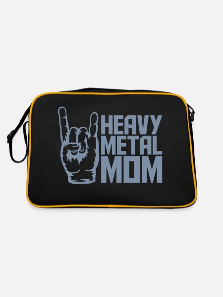 Heavy Metal Mom Logo - Retro Tasche - Schwarz/Gold - Hinten