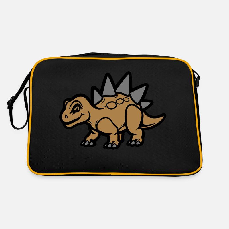 Stegosaurus Comic - Retro Tasche - Schwarz/Gold