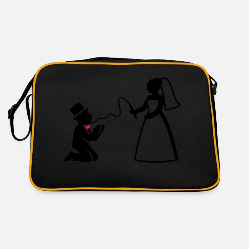 Brautpaar Ehe Paar Peitsche Hochzeit Retro Tasche