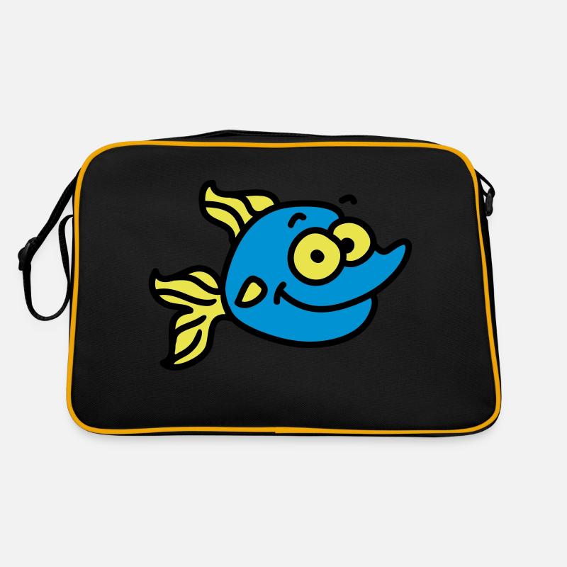 lustiger Fisch - Retro Tasche - Schwarz/Gold