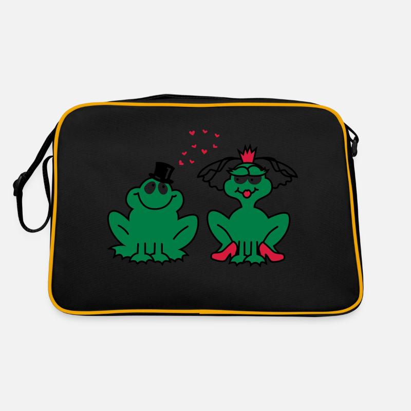 Hochzeit - JGA - Braut - Paar - Froschpärchen - 3C - Retro Tasche - Schwarz/Gold