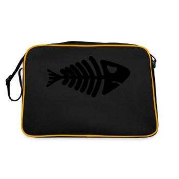 fish skeleton bone tail - Retro Tasche - Schwarz/Gold - Hinten