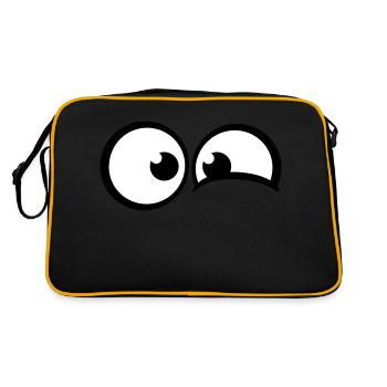 Ängstliche Comic Augen - Retro Tasche - Schwarz/Gold - Hinten