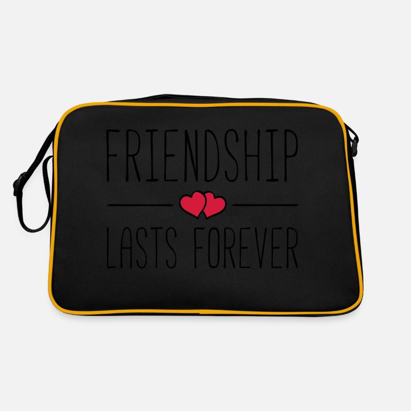 friendship lasts forever hearts - Retro Tasche - Schwarz/Gold