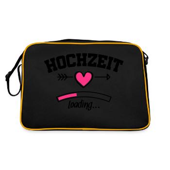 hochzeit loading herz - Retro Tasche - Schwarz/Gold - Hinten