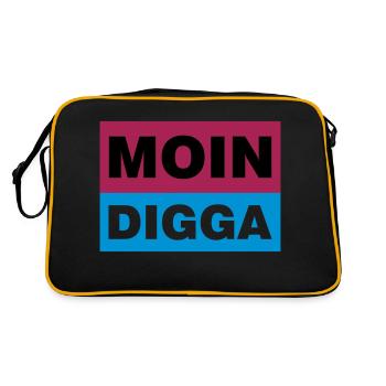 MOIN DIGGA - Retro Tasche - Schwarz/Gold - Hinten