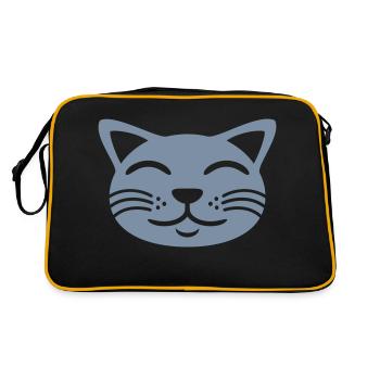 Pet Cat Face Happy - Retro Bag - black/gold - Back