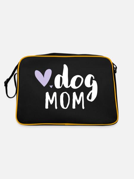 Dog Mom/Hundemama - Retro Tasche - Schwarz/Gold - Hinten