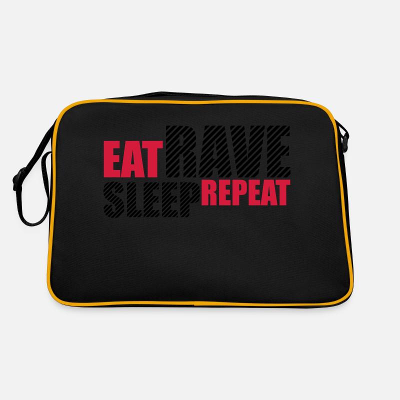 Manger dormir rave répéter nourriture sommeil corbeau disant Sac Retro