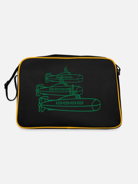 3 U-Boote Flotte Drei Geschwader Gruppe Team Crew - Retro Tasche - Schwarz/Gold - Hinten