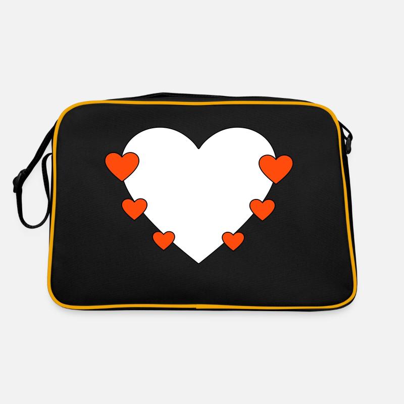 Cœur avec de petits cœurs - Sac Retro - noir/or