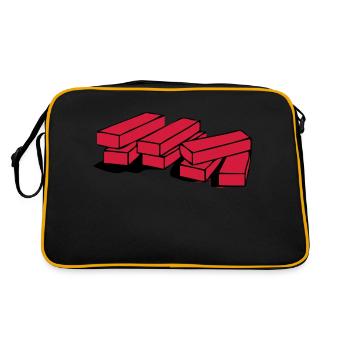 brick, brick, building, house, wall, stone, bricks - Retro Bag - black/gold - Back