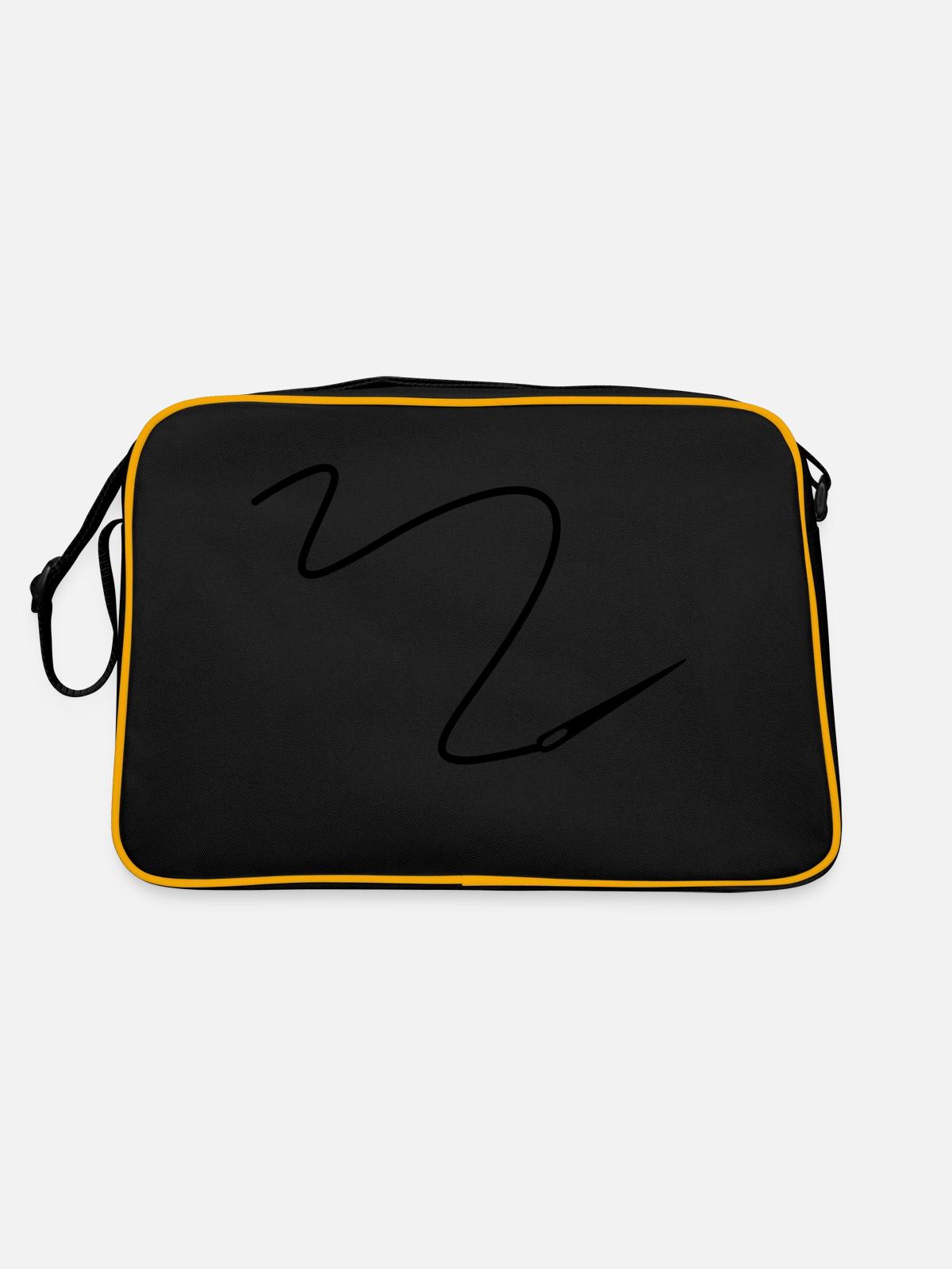 Needle with thread - Retro Bag - black/gold - Back